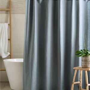 Quincy European Linen Shower Curtain - Dusty Blue